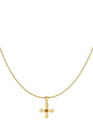 Divine Stone necklace - Gold color/red h5 