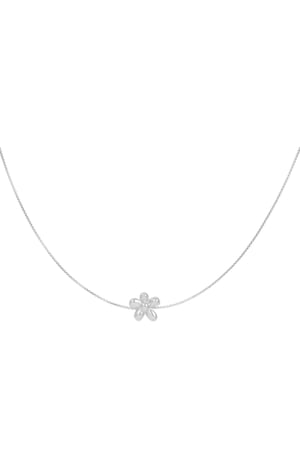 Puffy flower necklace - Silver Color color h5 