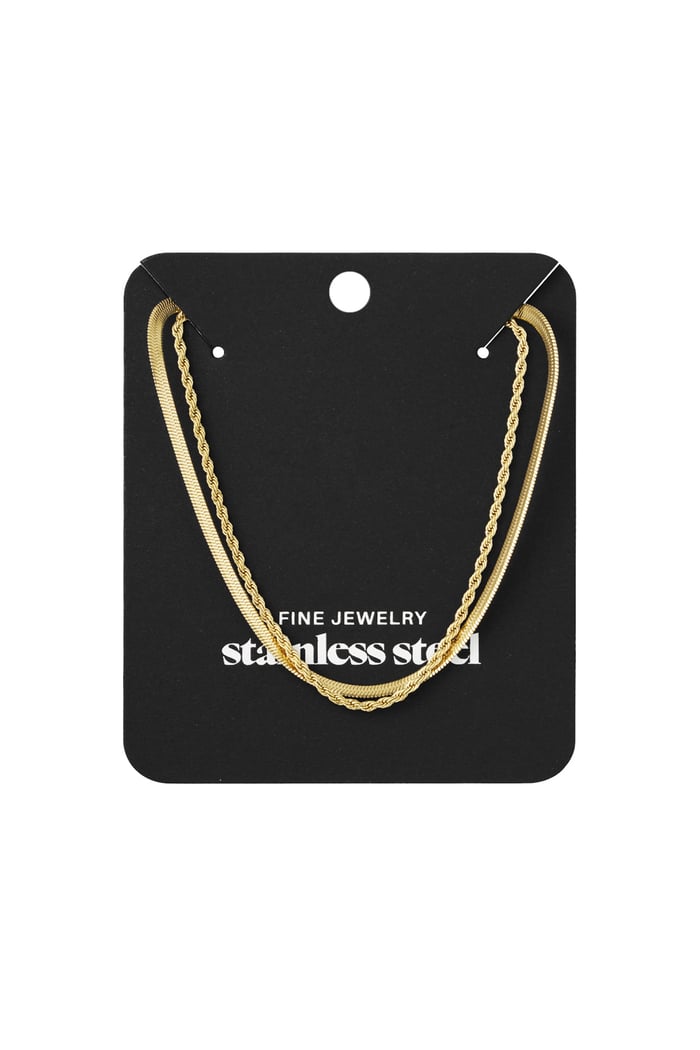 Flat and Chain double necklace - Gold color Picture3