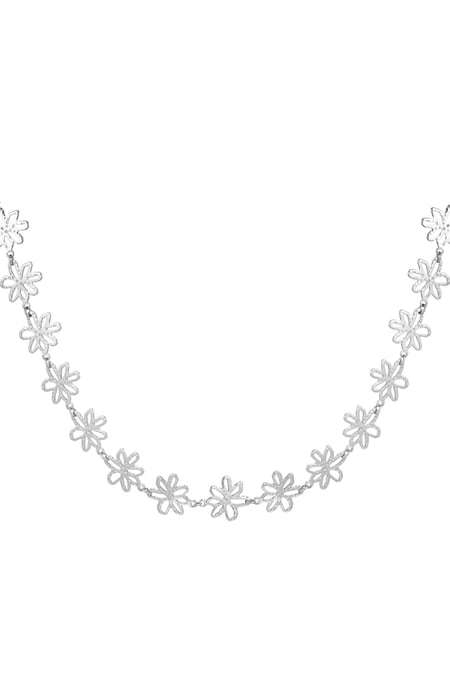 Flower Party Necklace - Silver Color color