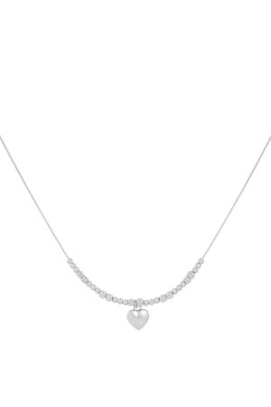 Beaded Heart Necklace - Silver Color color h5 