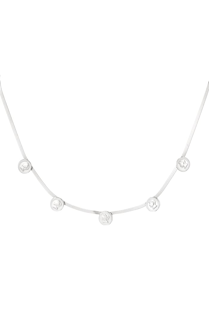 Coin Flat chain necklace - Silver Color color 