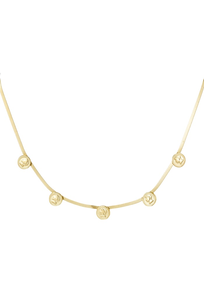 Coin Flat chain necklace - Gold color 