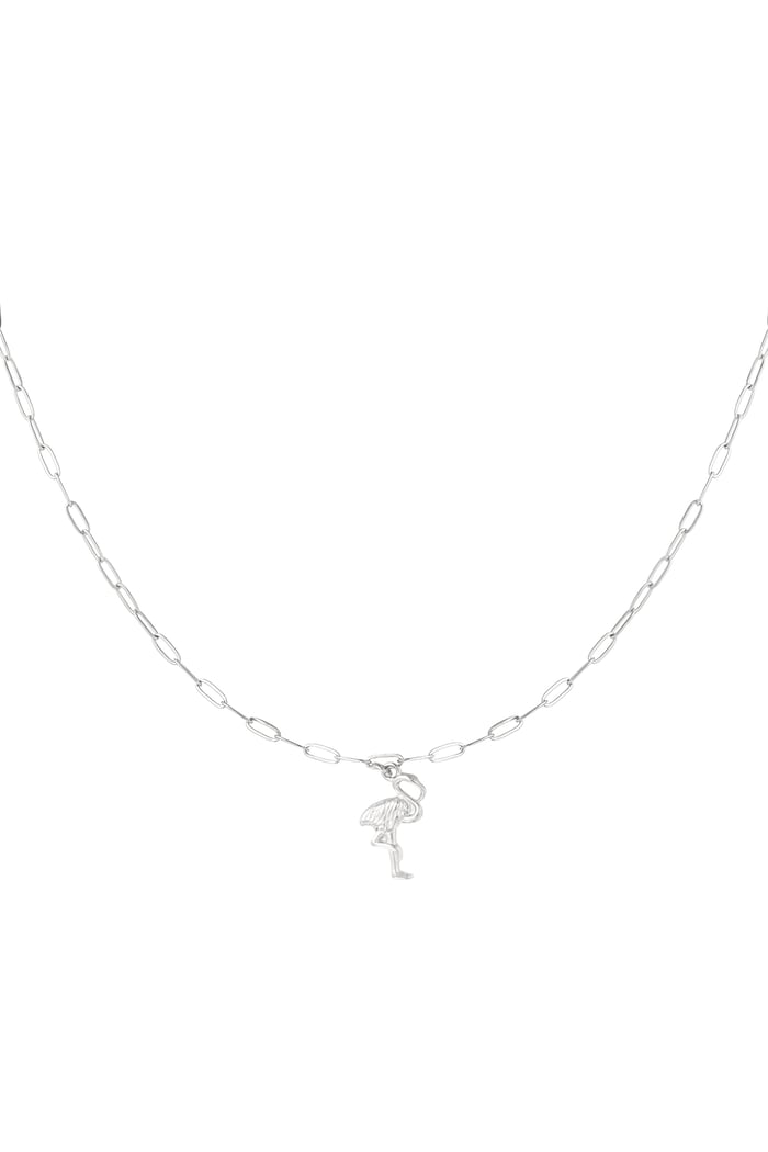 Flamingo chain necklace - Silver Color color 