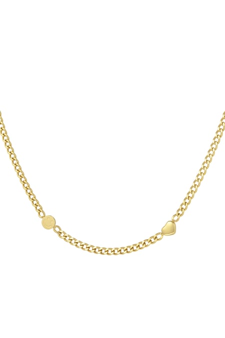 Smile & Heart chain necklace - Gold color