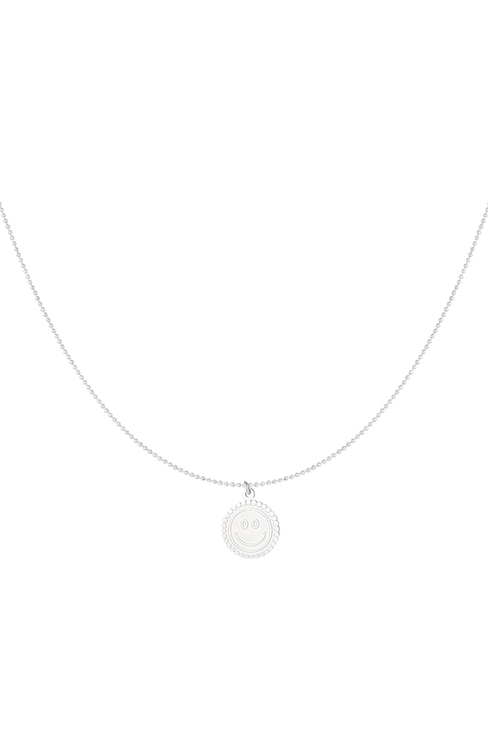 Necklace smiley happy life - Silver Color color 