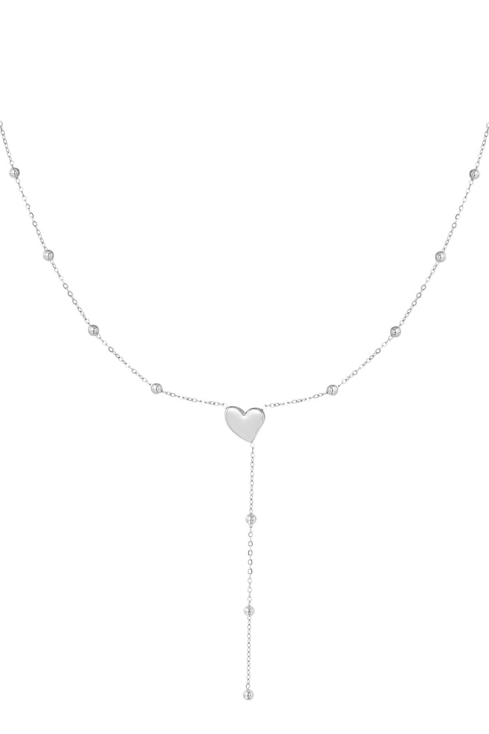 Heart necklace with balls - Silver Color color 