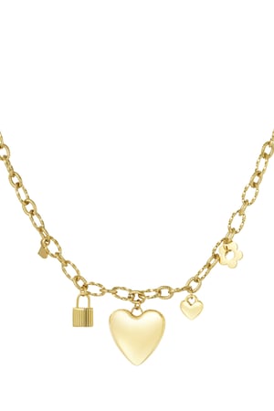 Halskette mit Charm „Locked Love“ – Goldfarbe - Goldfarbefarbe h5 