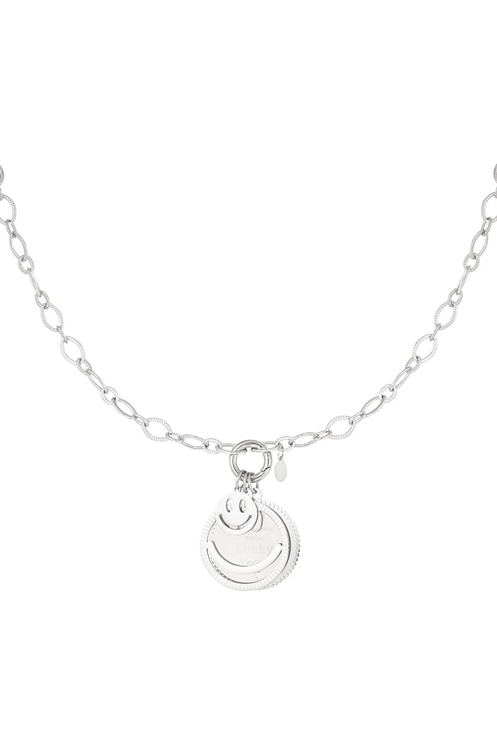 Funky smile necklace - Silver Color color 