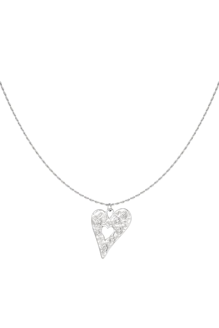 Sparkling heart necklace - Silver Color color 