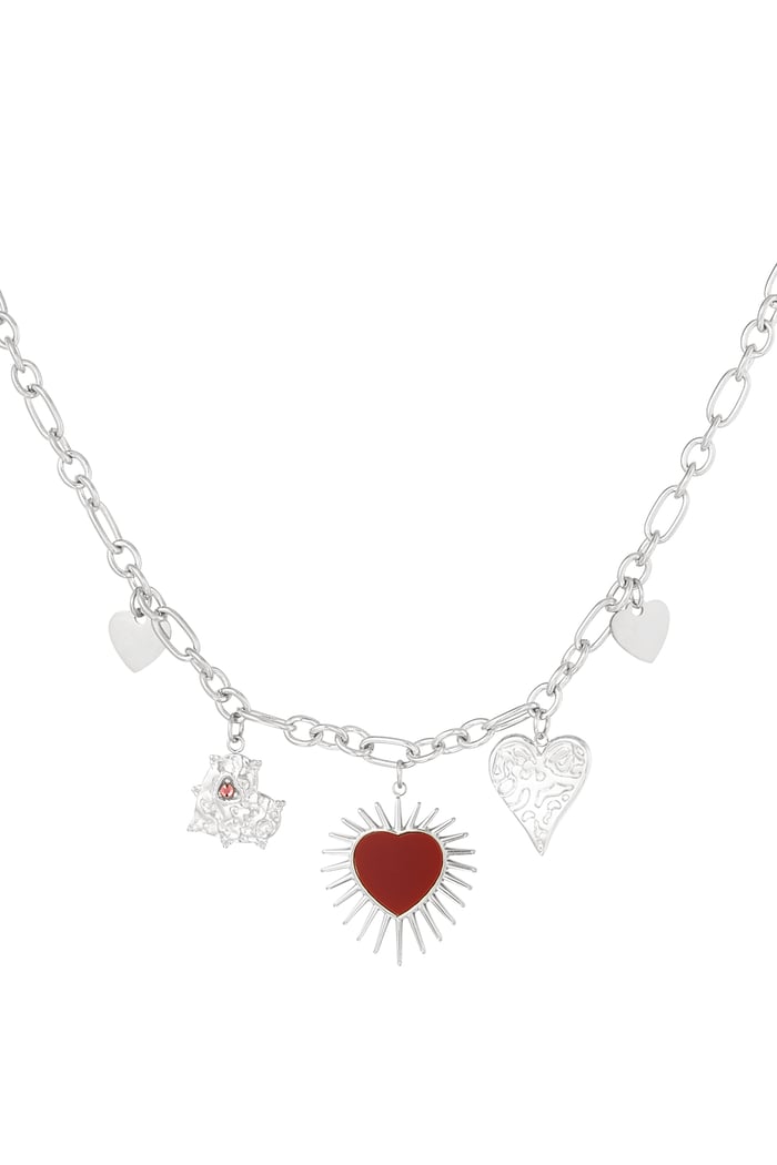 Endless hearts necklace - Silver Color color 