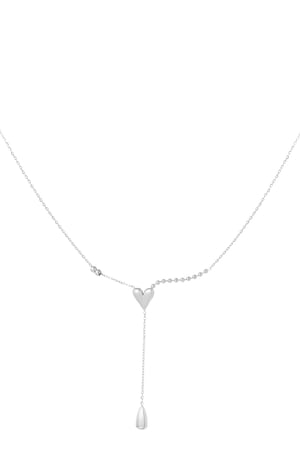 Heart Drop Necklace - Silver Color color h5 