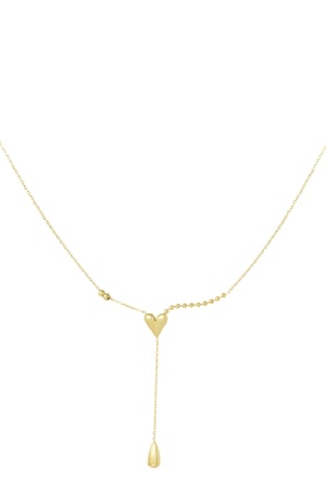 Heart Drop Necklace - Gold color h5 