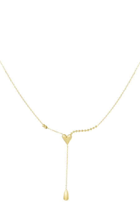 Heart Drop Necklace - Gold color