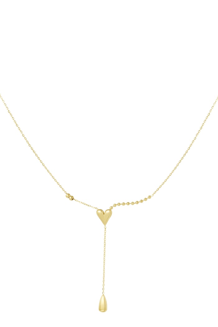 Heart Drop Necklace - Gold color 