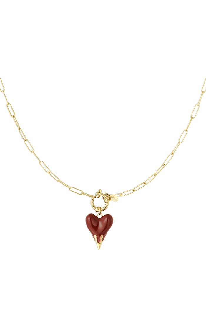 Charm necklace heart on fire - Gold color 