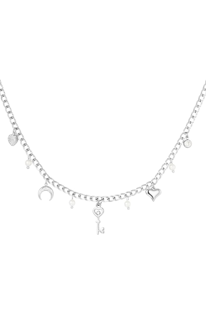 Key to my heart necklace - Silver Color color 