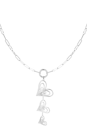 Heart trio necklace - Silver Color color h5 