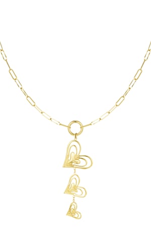 Heart trio necklace - Gold color h5 