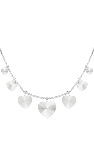 Textured hearts necklace - Silver Color color h5 