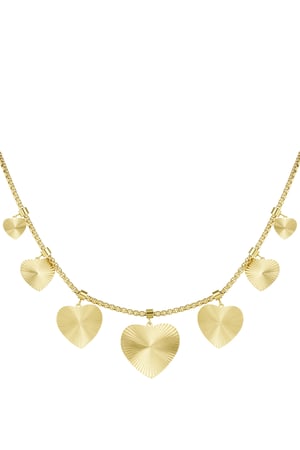 Textured hearts necklace - Gold color h5 