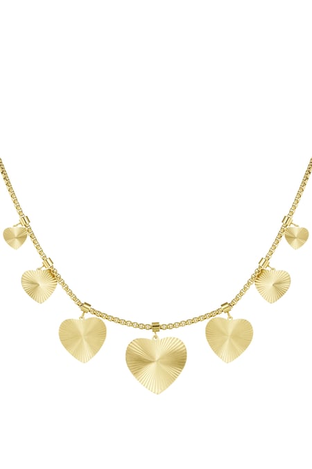 Textured hearts necklace - Gold color