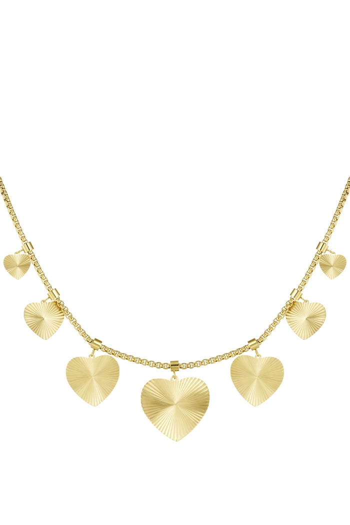 Textured hearts necklace - Gold color 