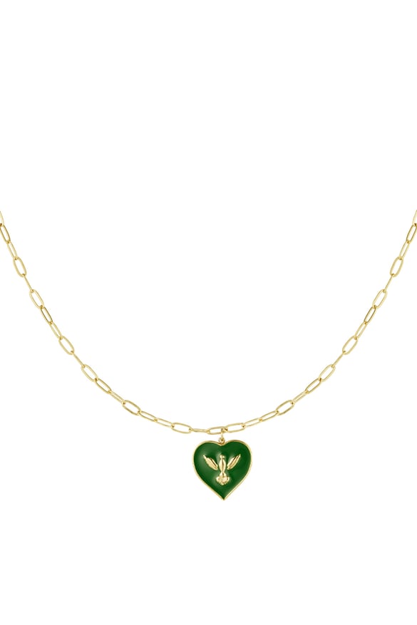 Collana cuore con uccello - Colore oro