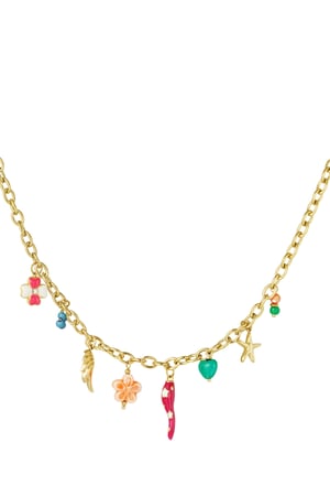 Festive beads necklace - Gold color h5 