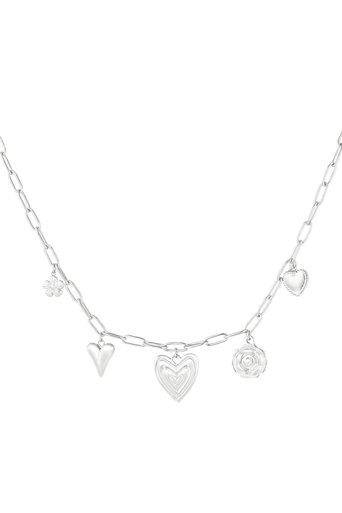 Heartfelt charms necklace - Silver Color color 