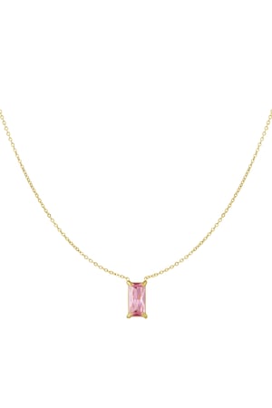 Sleek sparkle necklace - pink & Gold color h5 