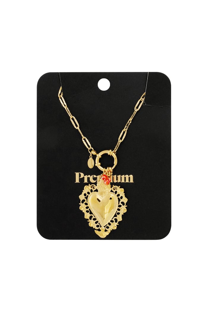 Tropical heart charm necklace - Gold color Picture3