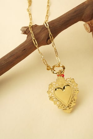 Tropical heart charm necklace - Gold color h5 Picture5