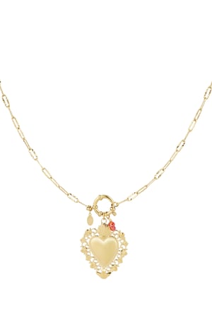 Tropical heart charm necklace - Gold color h5 