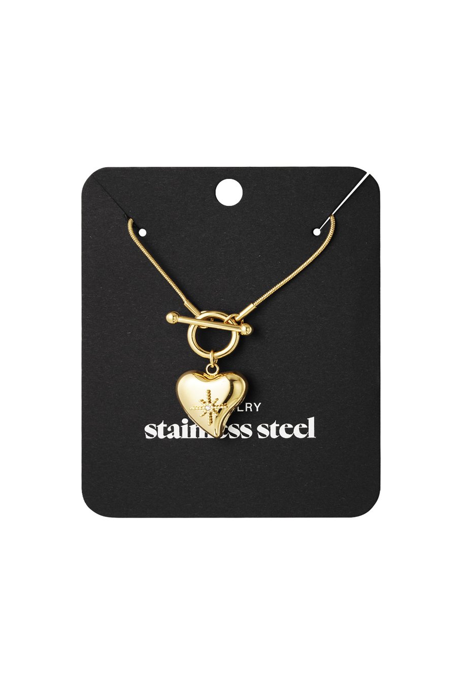 Lock necklace with big heart pendant - Gold color Picture2