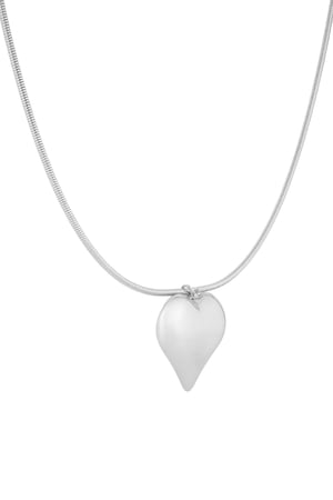 Big Heart Pendant Necklace - Silver Color color h5 Picture3