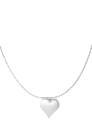 Big Heart Pendant Necklace - Silver Color color h5 