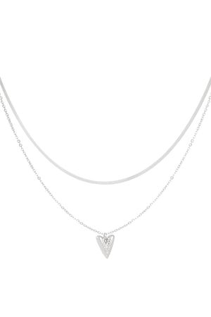 Heartfelt layers necklace - Silver Color color h5 