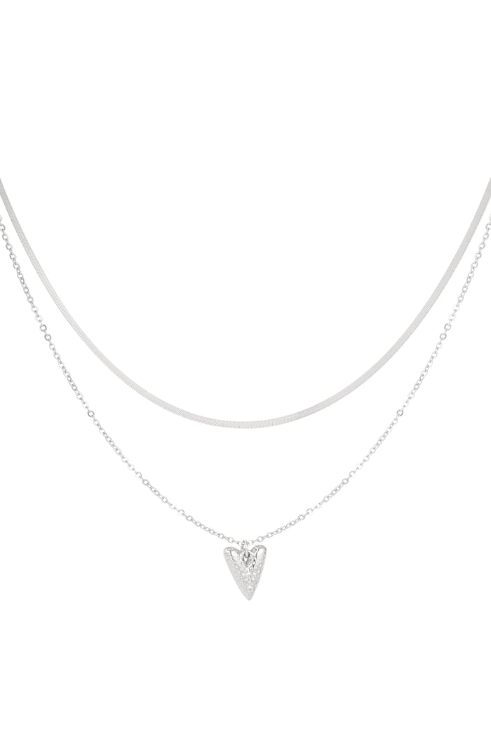 Heartfelt layers necklace - Silver Color color 