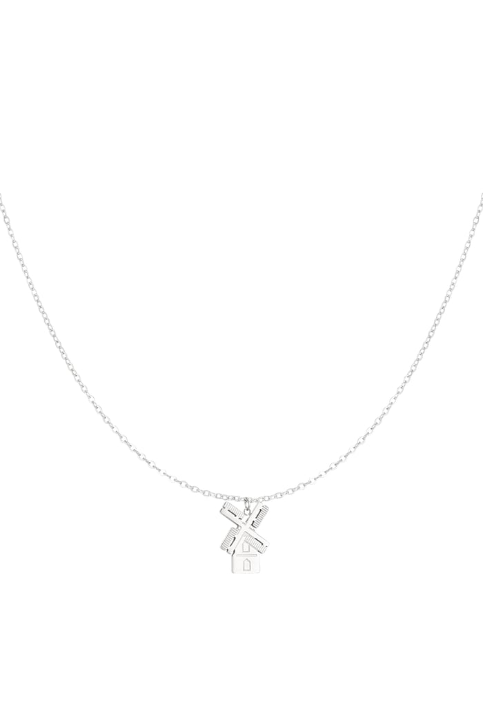 Dutch windmill necklace - Silver Color color 