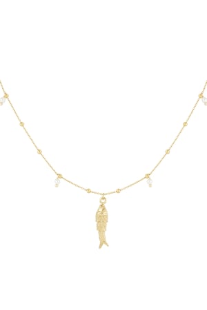 Fish & pearls necklace - Gold color h5 