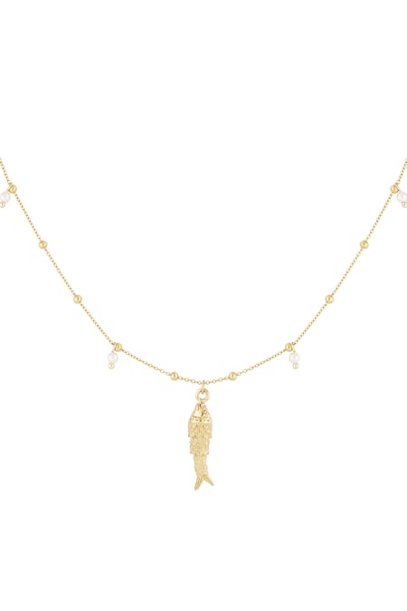 Fish & pearls necklace - Gold color