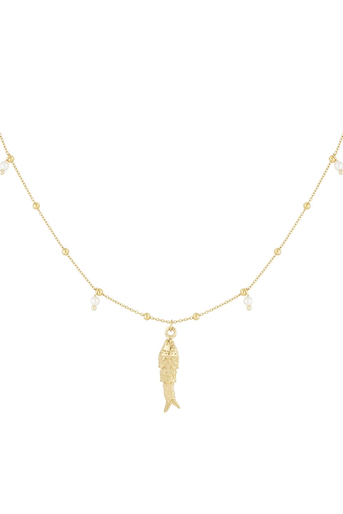 Fish & pearls necklace - Gold color 