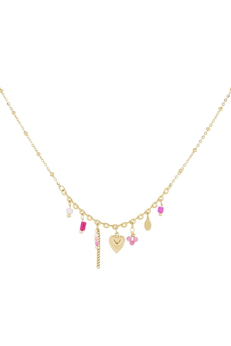 Pink fiesta necklace - Gold color