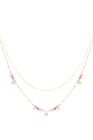 Necklace pink charms - Gold color h5 