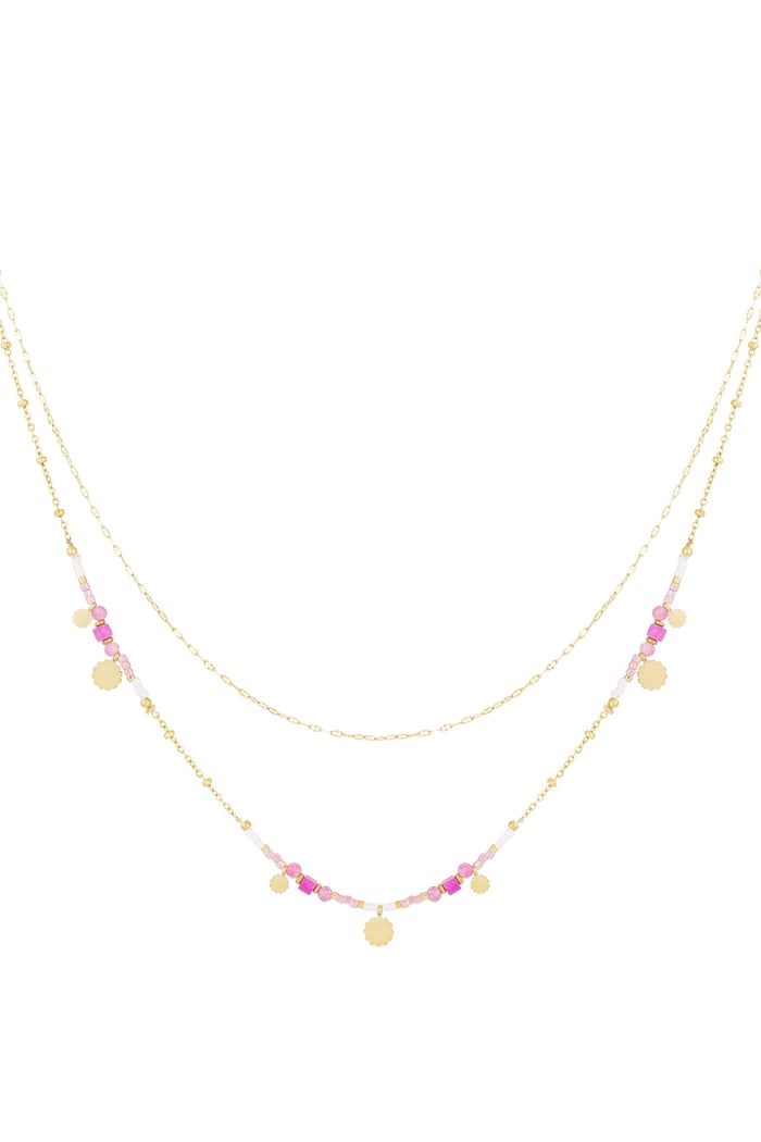 Necklace pink charms - Gold color 