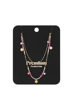 Necklace pink charms - Gold color h5 Picture3