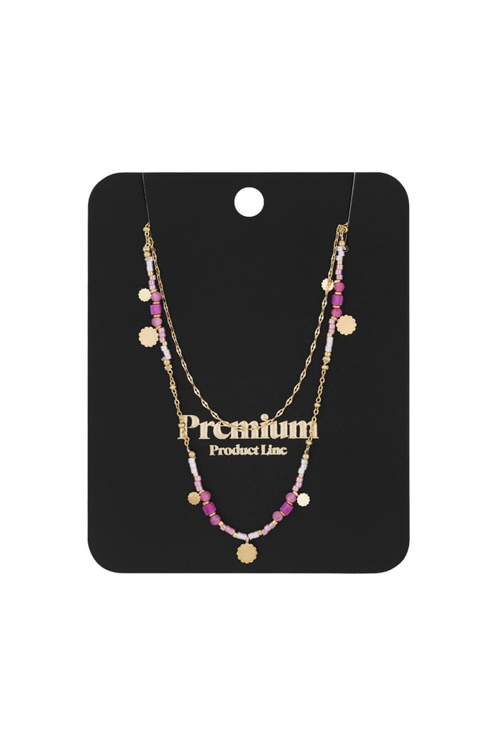 Necklace pink charms - Gold color Picture3