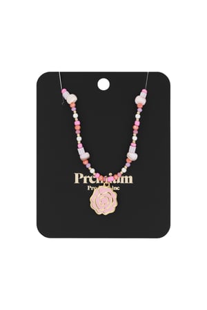 Beaded rose necklace - Pink & gold color h5 Picture2