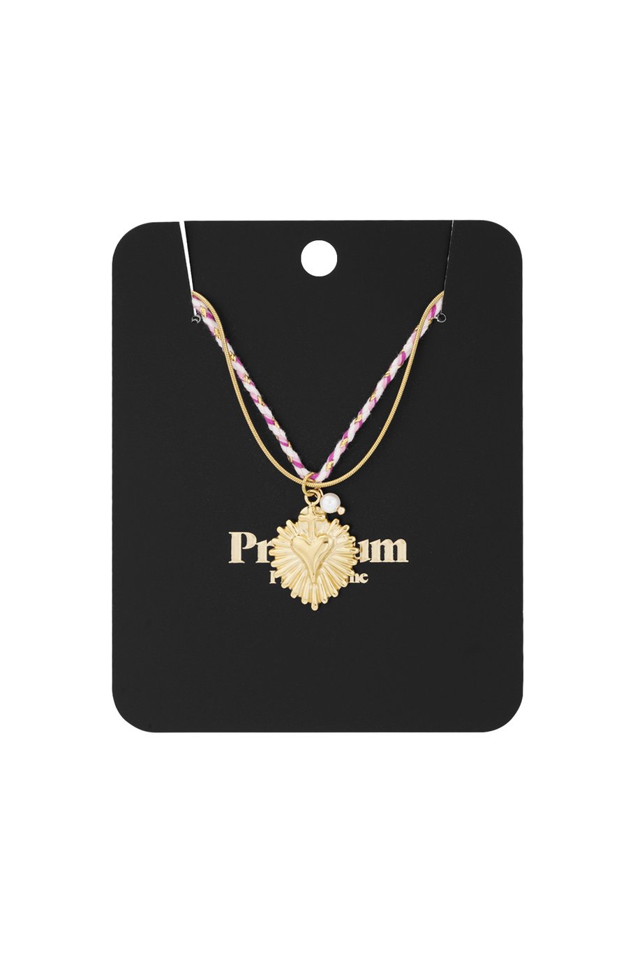 Collier battement de coeur coloré - Couleur rose et or (Pack with plastic bag) h5Image2